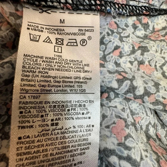 GAP‎ Women’s Vneck navy floral print dress size Medium - Picture 4 of 6